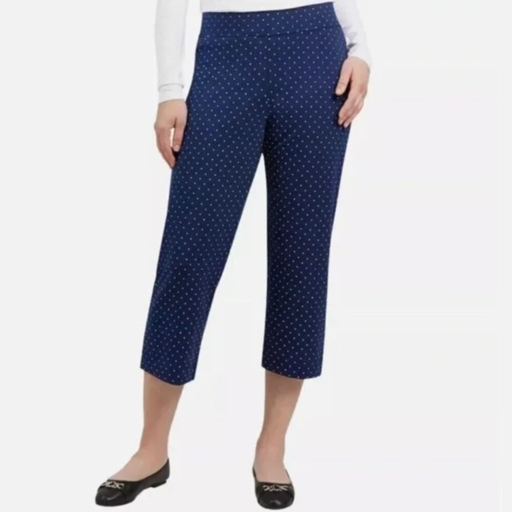 Lands' End Navy Polka Dot Crop Pants